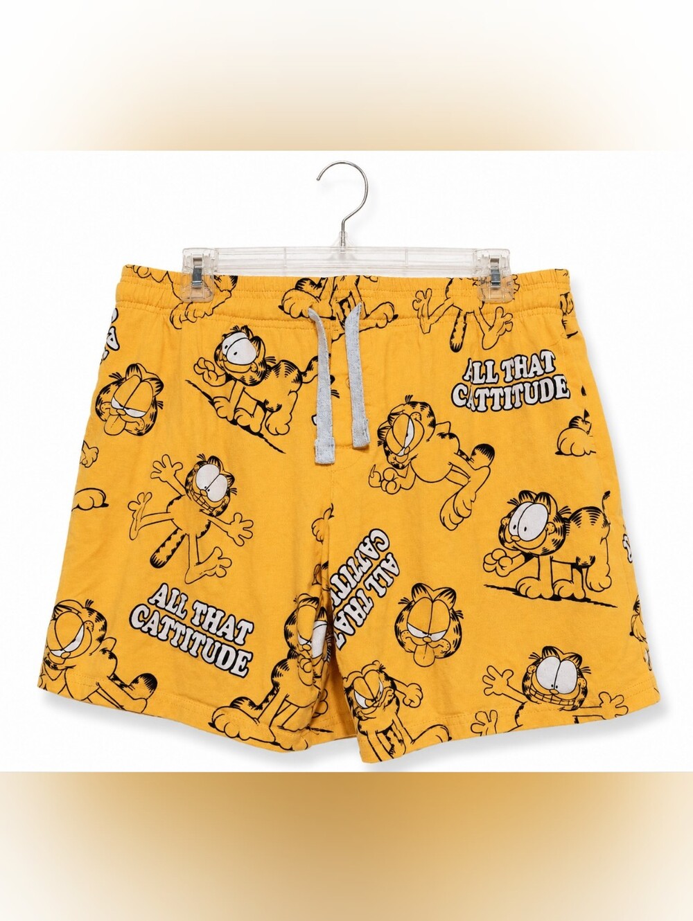 Garfield "All That Cattitude" Yellow Lounge Shorts Pajama Shorts Size M